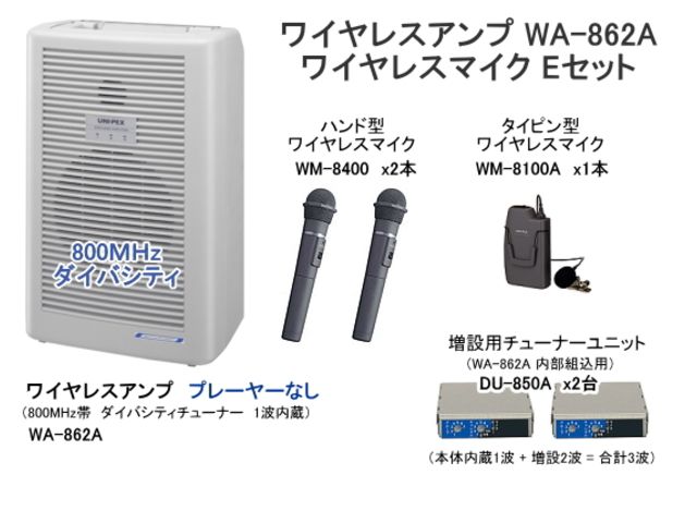 WA862-E-SET】UNI-PEX WA-862A ワイヤレスマイク Eセット｜サウンド